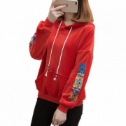 RANJU然聚 女装加绒连帽卫衣