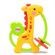 限地区！Fisher Price 费雪 缤纷动物之长颈鹿牙胶摇铃组 婴儿玩具 Y6582