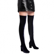Stradivarius 女鞋天鹅绒高跟长靴