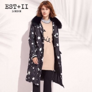 天猫商城：EST＋II 艺诗 女士中长款狐狸毛星星图案羽绒服+针织衫
