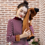 YANWO 加绒加厚条纹针织衫毛衣
