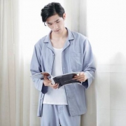 网易严选：男式棉绒撞色家居服套装 2色