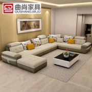 Qushang 曲尚 沙发 FBSF8621 L型转角布艺沙发 升级旗舰版五件套