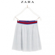秋冬折扣ZARA童装女童亮面拼色细节百褶裙01165700808