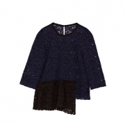 ZARA 女装荷叶边饰蕾丝上衣
