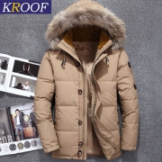 kroof 2017冬季新款 貉毛领 男加厚羽绒服