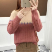 YANWO 加厚拼色针织衫毛衣女装
