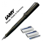 LAMY 凌美 狩猎者系列钢笔 笔尖粗细度M 带墨胆 黑色 1套（一支笔+10支笔芯）