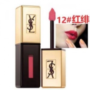 法国 圣罗兰YSL奢华缎面镜光纯色唇釉6ml 12 红绯 *2件