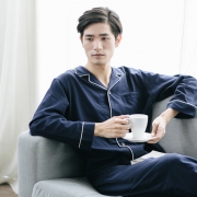 网易严选    男式棉绒撞色家居服套装