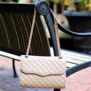Rebecca Minkoff 瑞贝卡明可弗Quilted Affair迷你真皮手提包 粉色款