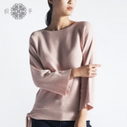 织乎 女时尚侧边系带毛衣 打底衫