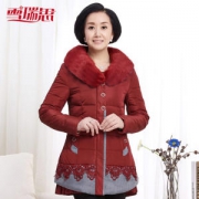雪瑞思 中老年女装 毛领羽绒服