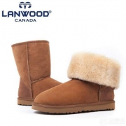天猫商城：加拿大Lanwood 澳洲美利奴羊皮毛一体 情侣款中筒雪地靴 多色