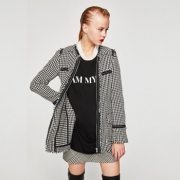 ZARA TRF 女装斜纹软呢长外套