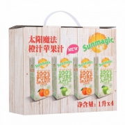 太阳魔法 橙汁苹果汁礼盒1L*4瓶