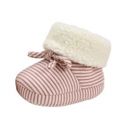 保暖防寒# 芭比班纳 天然有机彩棉加绒保暖婴儿鞋