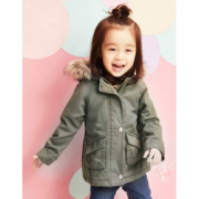 24号0点！OLD NAVY 827051 女童带毛帽仿毛领夹克外套