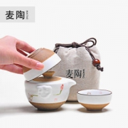 麦陶 可定制佛手莲花快客杯带布袋