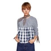 ZARA TRF 女装蝴蝶结饰拼接上衣