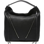 Rebecca Minkoff 瑞贝卡·明可弗 女士MOTO HOBO系列黑色牛皮双拉链手拎包单肩包 HS16MPBH04 BLACK