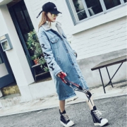 韩都衣舍 牛仔加绒外套 中长款棉服