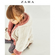限80cm码：ZARA 女童 09751550712 双面穿毛绒外套    99元