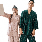 个性睡衣 # 日式和服情侣小清新家居套装