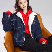 缪佳  女士羊羔绒保暖牛仔外套