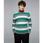 ZARA 商场同款男装宽条纹针织衫