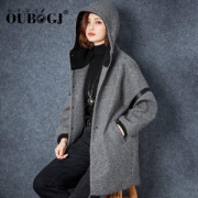 OUBOGJ 女士中长款 毛呢大衣