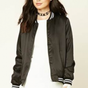 Forever21 时尚缎面飞行员夹克外套