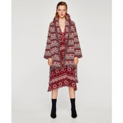 ZARA 女款流苏提花长外套