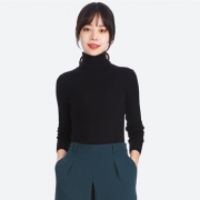 UNIQLO优衣库 精纺美利奴罗纹两翻领针织衫