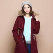 真维斯 冬季女子长款连帽棉服