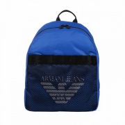 ARMANI JEANS阿玛尼 男士蓝色织物鹰头图案双肩背包