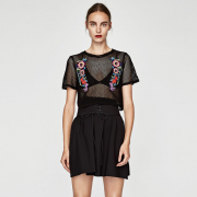 ZARA 02488100800 女款刺绣网眼上衣 初上市价199