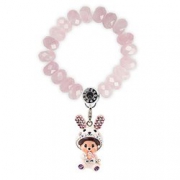人气商品！Monchhichi 蒙奇奇 小兔粉红晶半宝石 女士手链