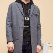 美特斯邦威 男子平驳领毛呢大衣