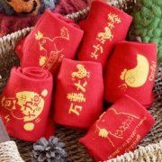 过新年踩小人红色中长筒袜 6双