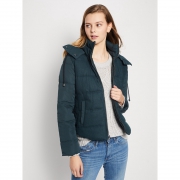 OLD NAVY 纯色简约含羊毛绗缝仿毛连帽外套 含35%羊毛