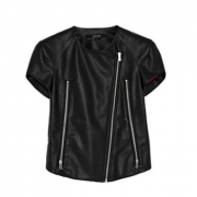 ZARA 女装短袖皮革效果夹克