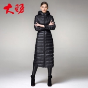大羽 过膝长款 轻薄款 女连帽修身羽绒服 YKK拉链