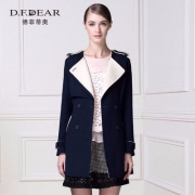 天猫商城：D．F．DEAR 德菲蒂奥 18新款 女士复古肩章中长款双排扣风衣