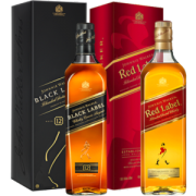 尊尼获加 Johnnie Walker 黑牌+红牌 苏格兰威士忌 700ml*2瓶组合装 英国原产