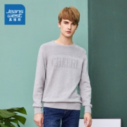 Jeanswest 真维斯  圆领字母织花男士修身冬季针织衫