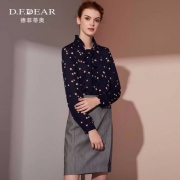 天猫商城：D．F．DEAR 德菲蒂奥 18新款 女士复古波点立领系带雪纺衬衫