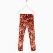 ZARA 女童花朵印花天鹅绒打底裤