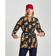 ZARA 女装花卉印花绗缝大衣