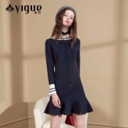 天猫商城：亦谷 YIGUE 女士小香风一字领荷叶边针织裙